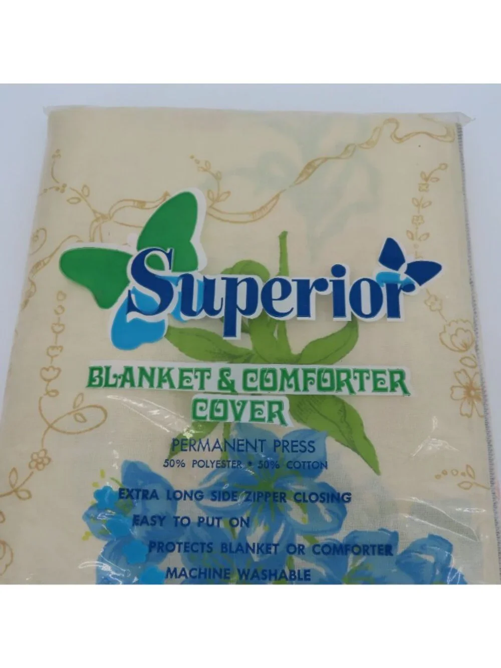 VTG Superior 72in x 84in Multicolor Flower Blanket Comforter Cover Zipper NEW